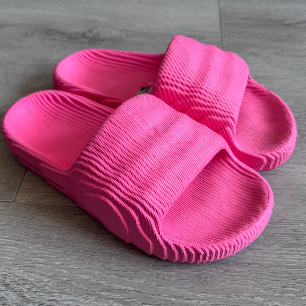 Adidas Adilette 22 Slides Lucid Pink Women 8 Textured Topographic Sandals IF3568